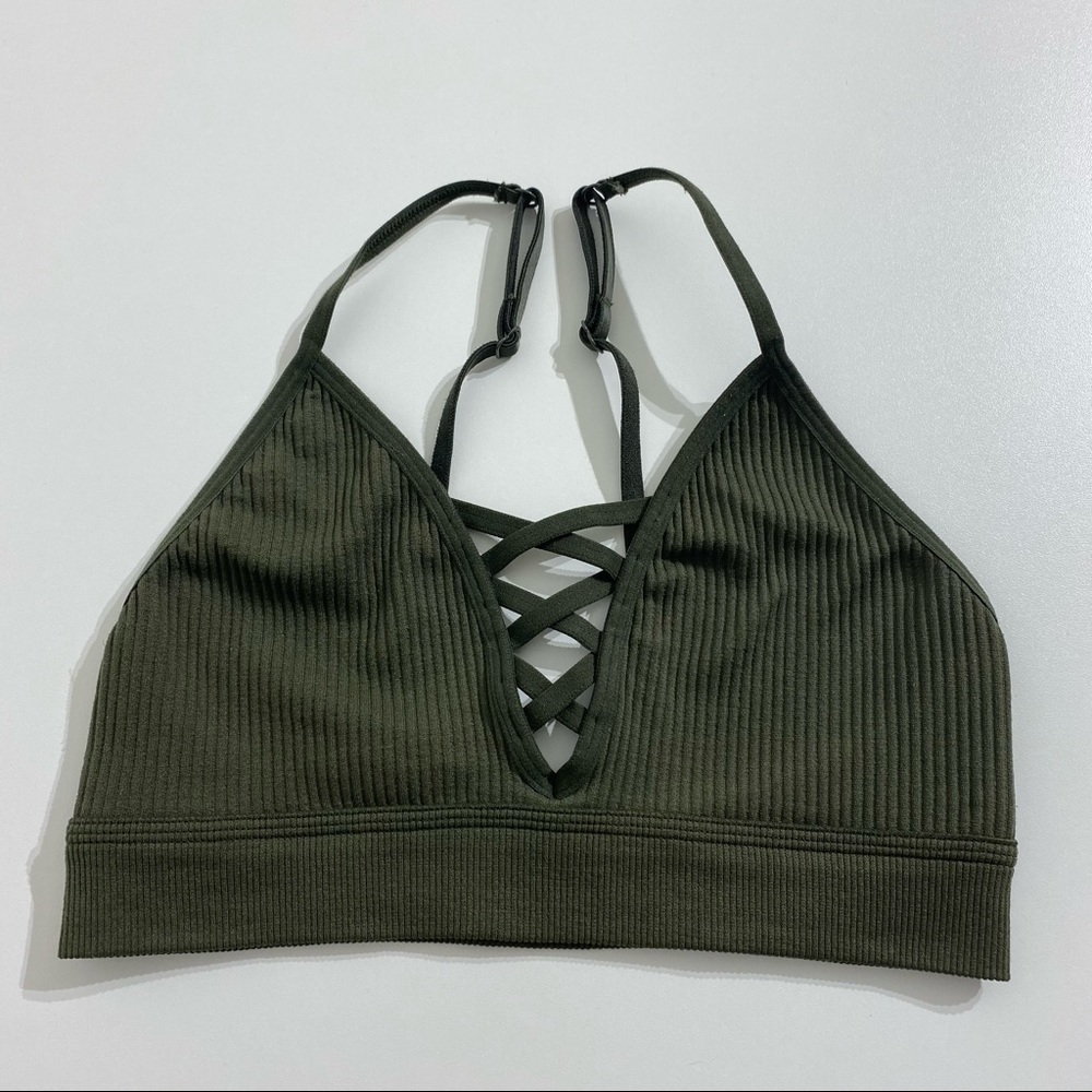 PINK Victoria’s Secret Olive Green Sports Bra sz S